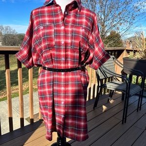 Carole Christian belted flannel plaid tunic NWT small
